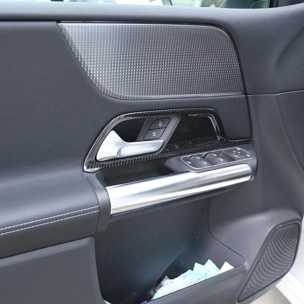 4pcs Auto Vnútorné kľučky Rám Dekorácie Kryt ABS Uhlíkových Vlákien Na Mercedes Benz B GLB Triedy W247 X247 2019 2020 Príslušenstvo
