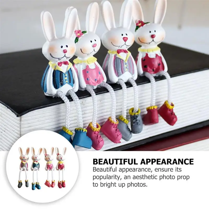 4Pcs Bunny Bábiky, Ozdoby Ploche Živice Artware Dekoratívne Ozdoby na Doma