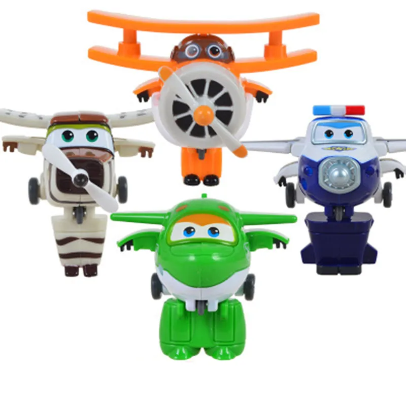 4PCS/Set Super Krídla Mini Lietadlo ABS Robot hračky Akčné Figúrky Super Krídlo Transformácie Jet Cartoon hračky pre Deti,