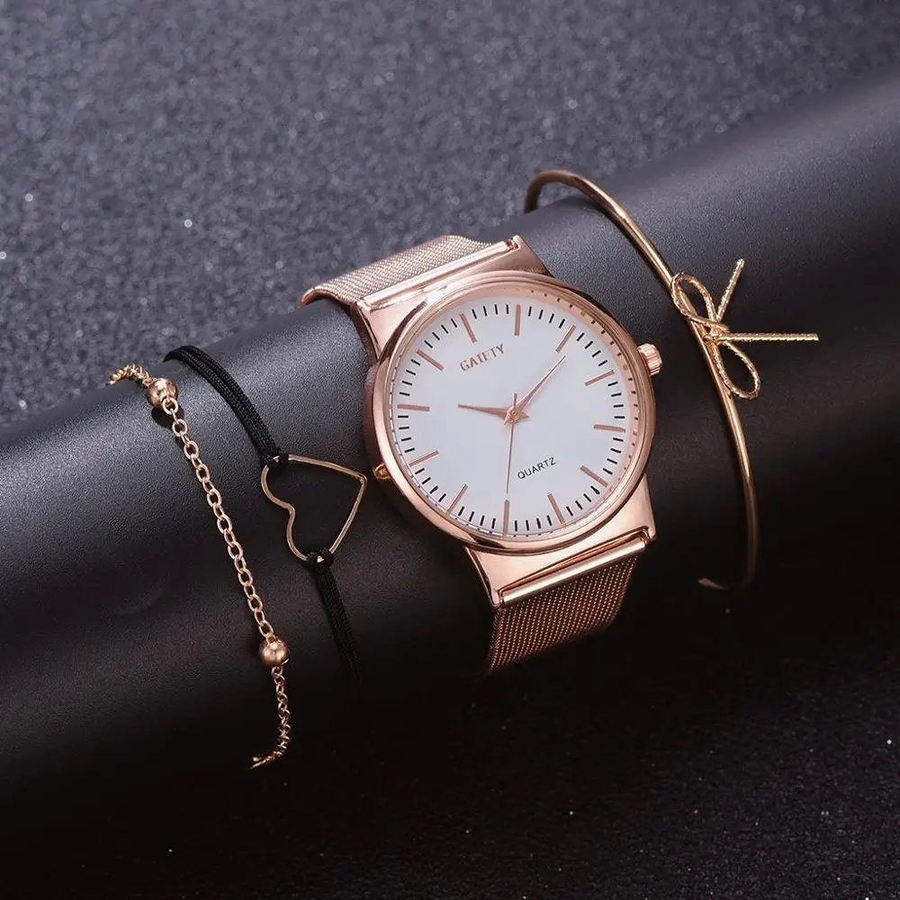 4PCS Ženy Hodinky Luxusné Náramkové hodinky relogio feminino Hodiny pre Ženy Milanese Steel Lady Rose Gold Quartz Dámske Hodinky Nové