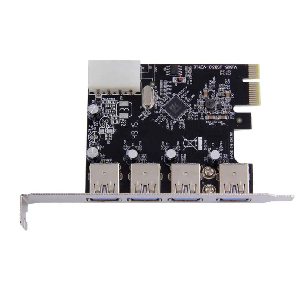 4Port PCI-E na USB 3.0 HUB, PCI Express Rozširujúca Karta Adaptéra 5 gb / S Rýchlosť Hore Na Plochu Komponenty Počítača Nové