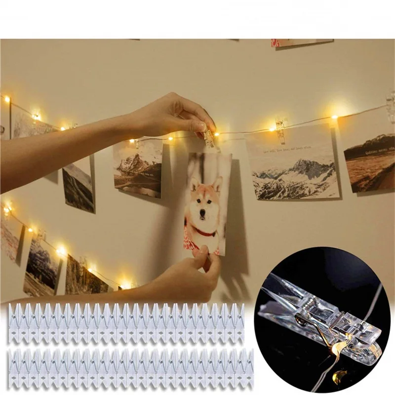 5/10/20/M, Foto Klip USB LED Reťazec Svetlá Rozprávkových Svetiel Vonkajšie Batérie Prevádzkované Veniec, Vianočné Dekorácie Izby Strany Svadbu