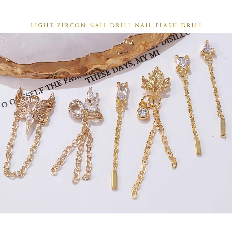 5 ks 3D kovov Zirkón diamond Nail art, ozdoby zirkón drahokamu nail art šperky zliatiny zirkón strapec prívesok nechtového príslušenstva