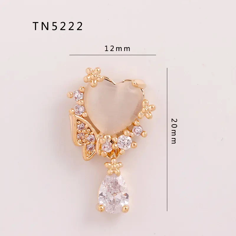 5 ks TN5222 Opal lásky, motýľ Prívesok Zliatiny Zirkón Nail Art šperky Kamienkami nechty príslušenstvo dodávky dekorácie charms