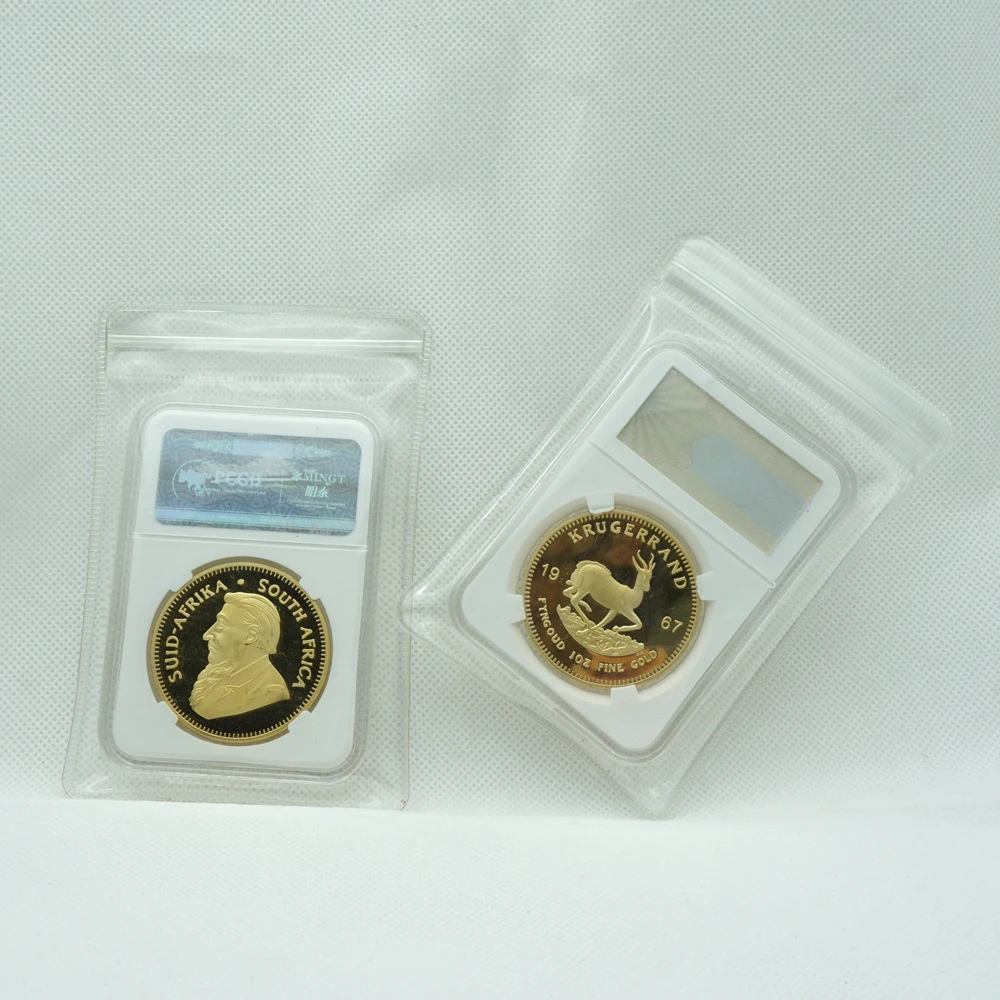 5 ks/veľa Krugerrand 1967 mince 1 Troy 24K Zlato Plátované Južná Afrika Žiadna Kópia Suvenír Kov Dary