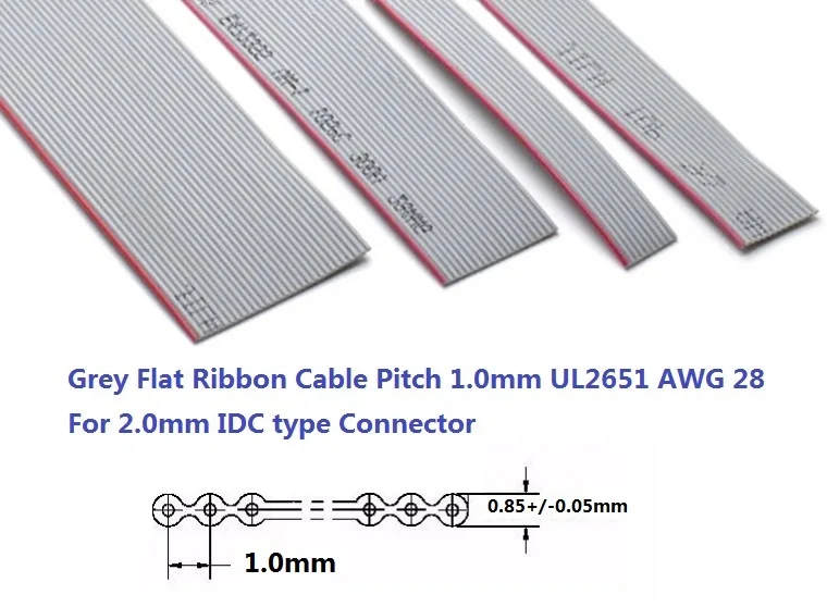 5 Meter 1.0 mm UL2651 Sivé Flexibilné Plochý Kábel 6 8 9 10 12 14 16 20 24 26 30 40 50 60 64 Pin 28 AWG Páse s nástrojmi IDC Konektor 2,0 mm