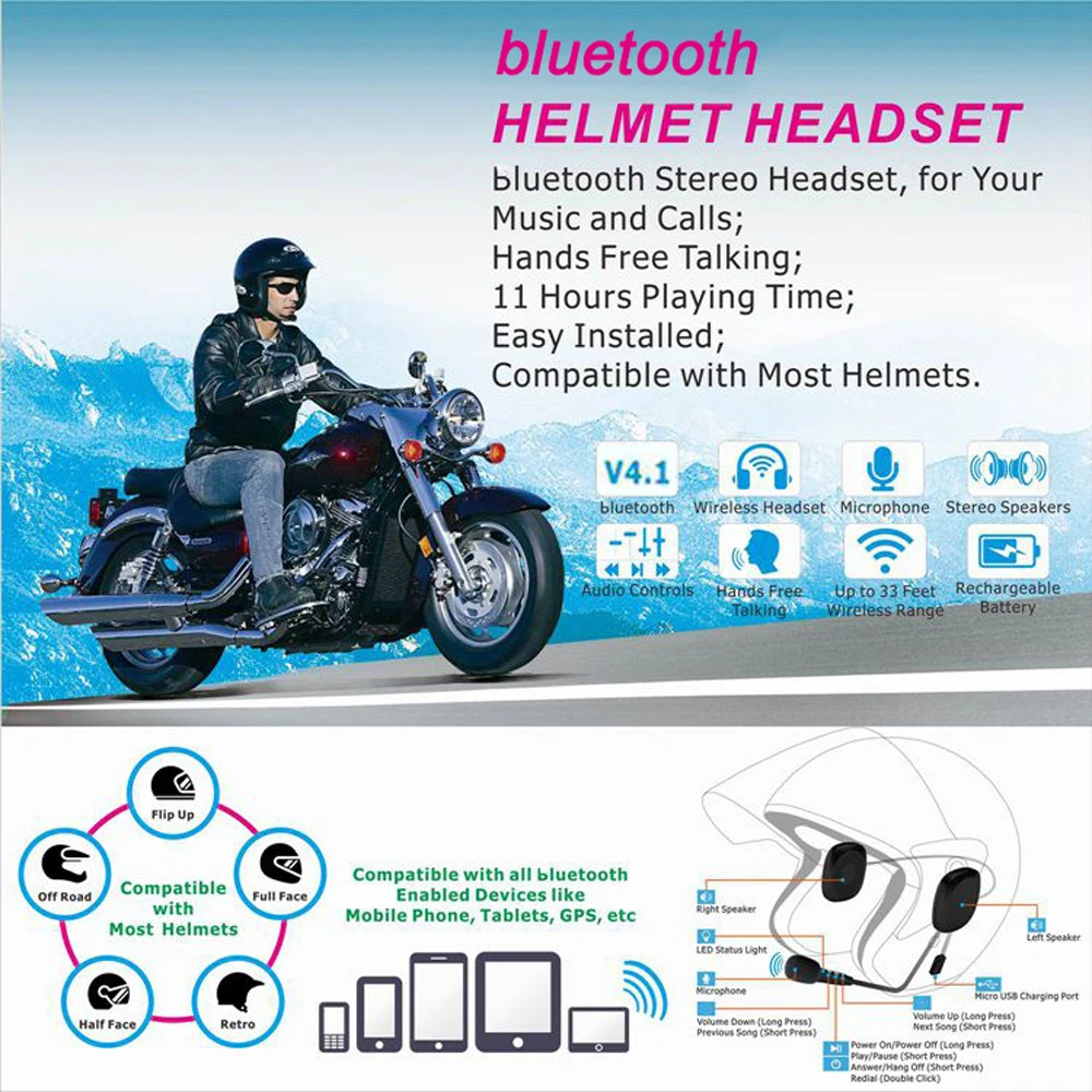 50M V4.2 Anti-interferencie Prilba Headset Nepremokavé Moto Bezdrôtovej komunikácie bluetooth Hands-Free bluetooth Interkom pre Motocykel