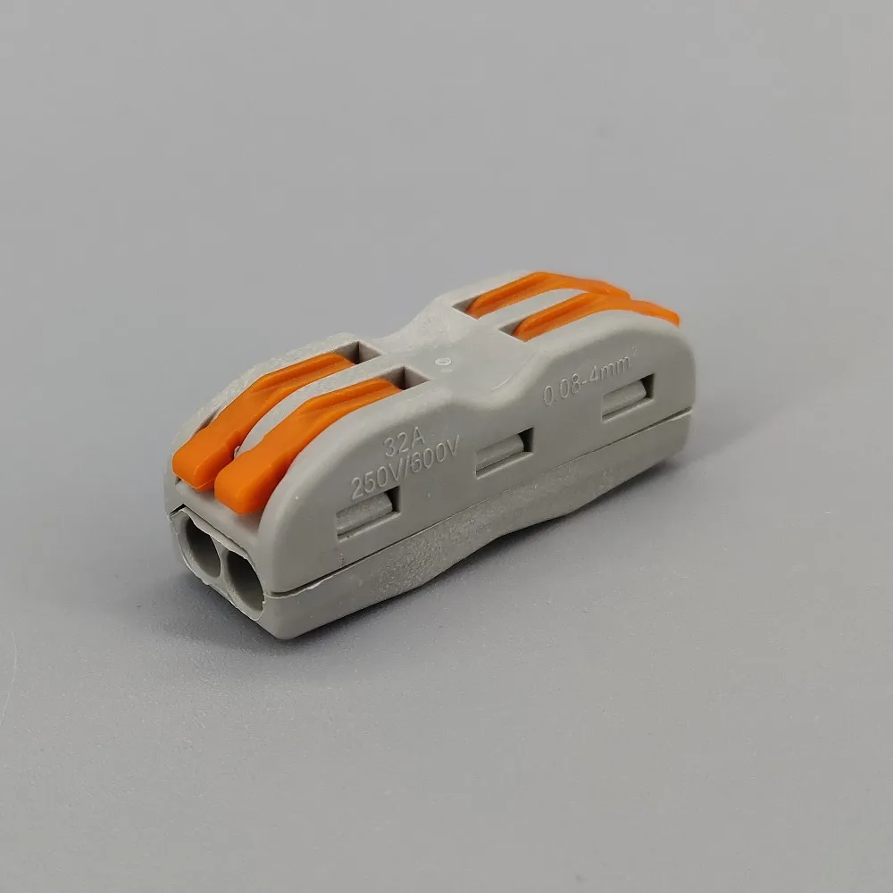 50pcs 2 Pin Univerzálny kompaktný drôt kabeláž konektor vodič svorkovnica s páky Splitter 32A