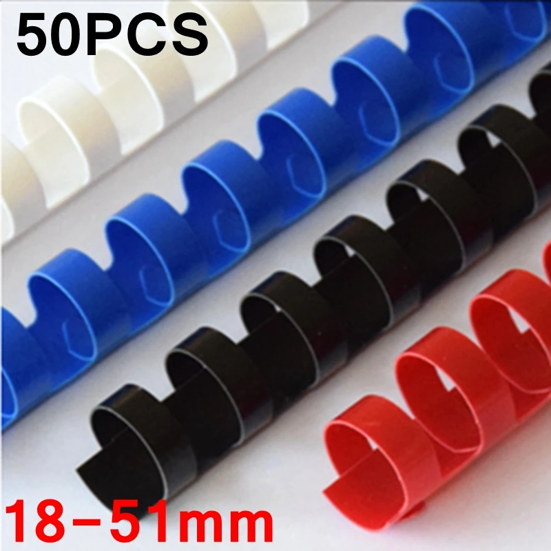 50PCS/BOX PVC záväzné zástery 21 krúžkami 18-51mm záväzné 140-450 listov A4 záväzné zástery špirálou stroj dodávateľov, 4 farby