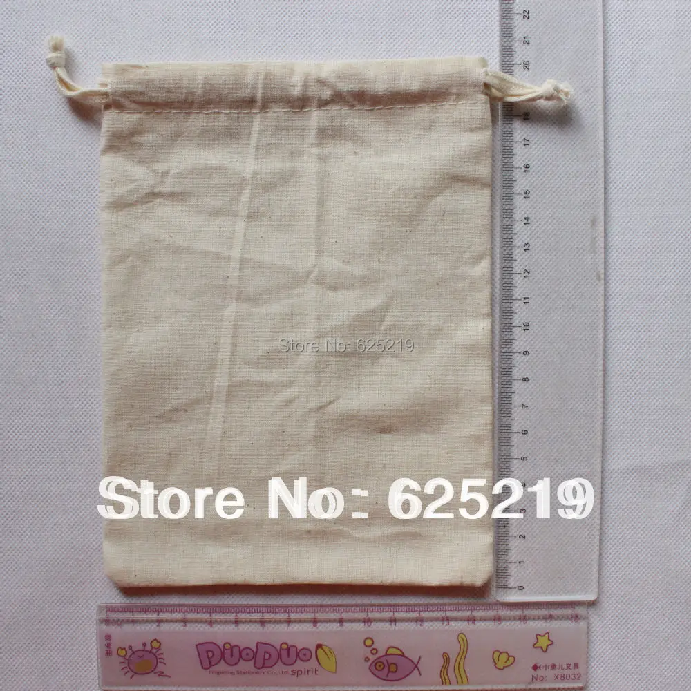(50pcs/lot)15*20 cm/6*8 cm 140 g/m2, bavlna organické prírodnej bavlny vrecka šnúrkou taška sustomize logo & veľkosť