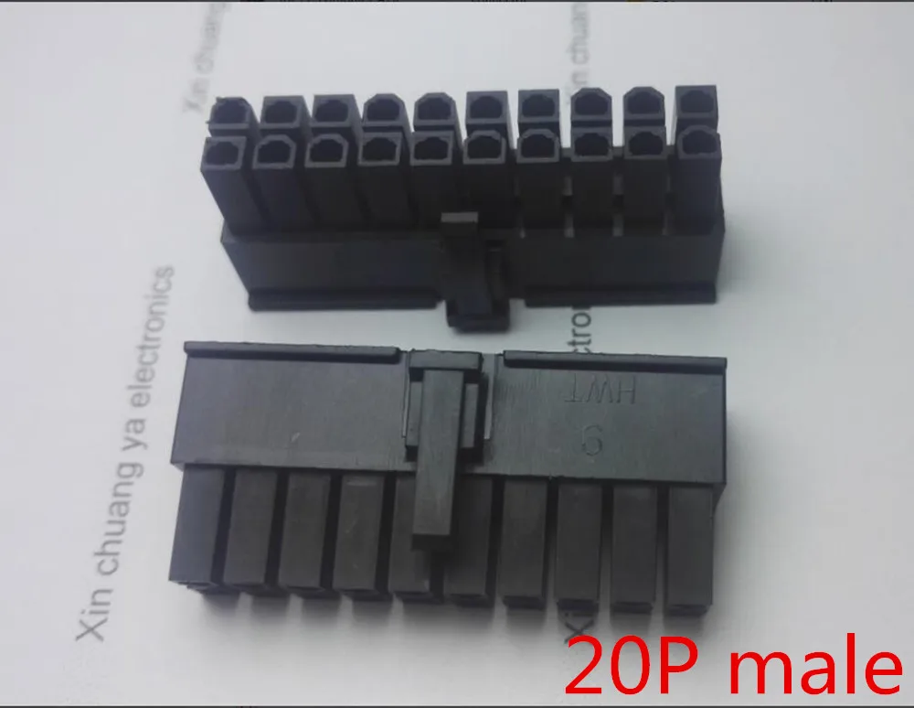 5557 4.2 mm black 20P muž pre počítač PC ATX základná doska napájací konektor plastové shell Bývanie