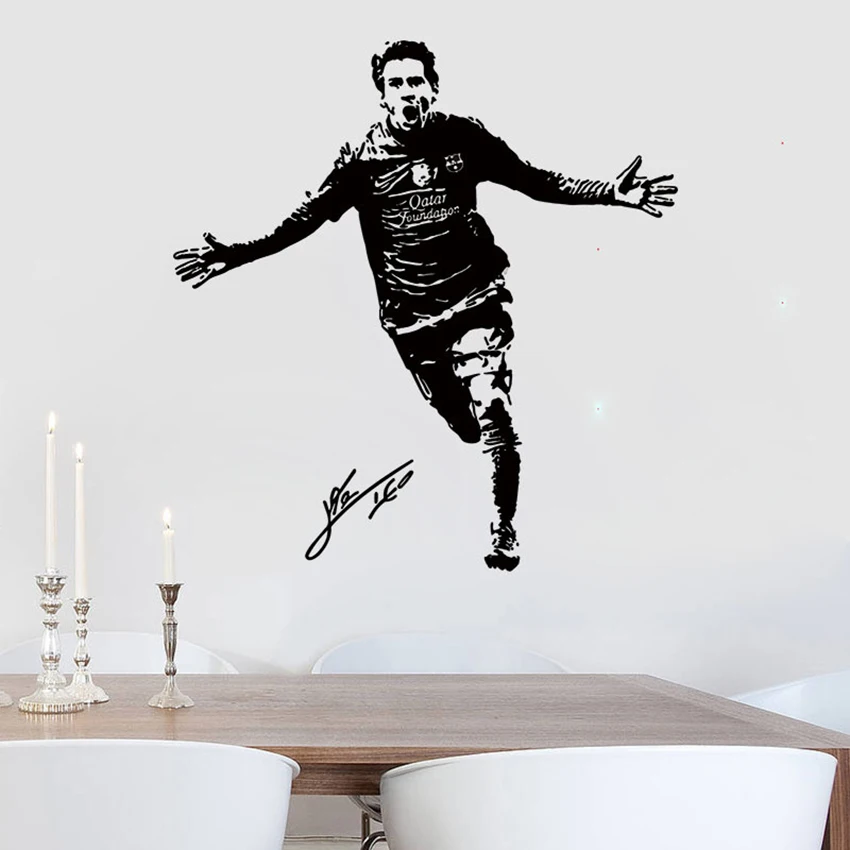 57x60cm Vymeniteľné DIY PVC Barcelona Futbal Hráč Stenu Šport Nálepky na Stenu, Dekorácie pre Deti Izba Chlapci Spálne