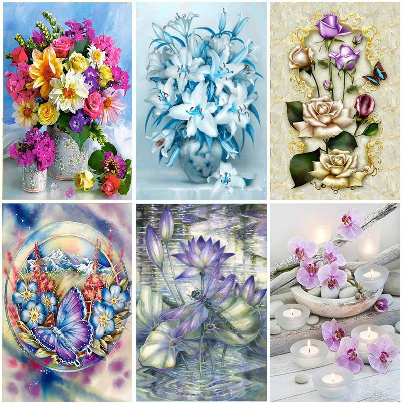 5D Diamond Maľovanie Kvetinové Mozaiky Diy Diamond Výšivky Cross Stitch Plné Kolo Drahokamu DIY Ručného Hobby