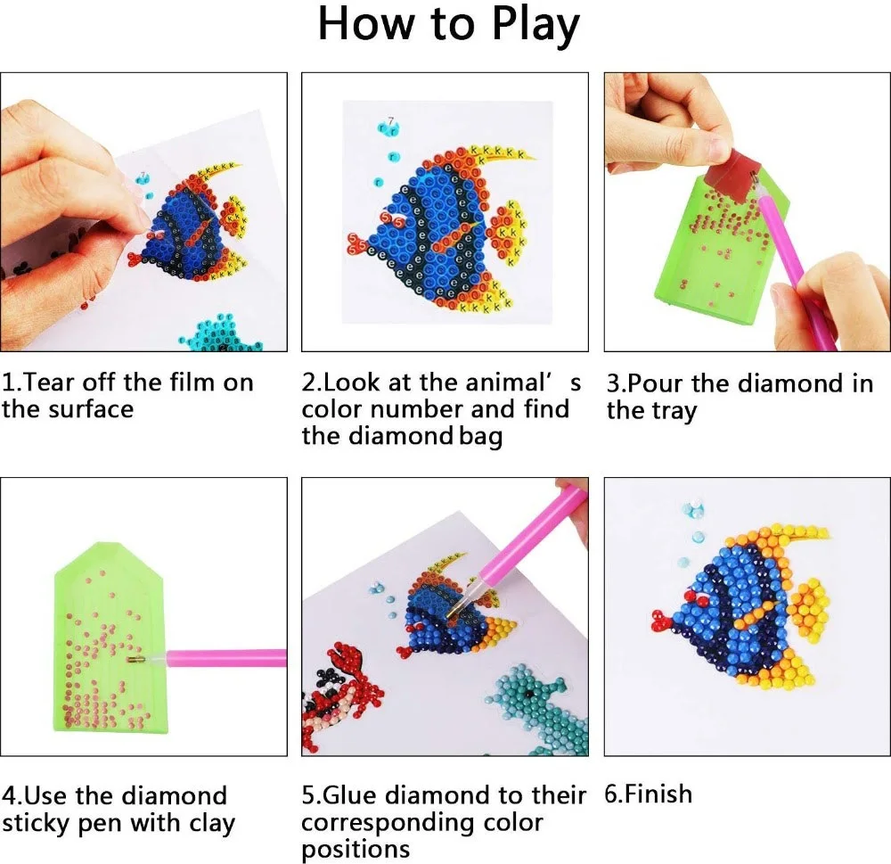 5D Diamond Maľovanie Nálepiek, Súpravy pre Deti DIY Umelecké Remeslo Zvieratá Diamond Umelecké Mozaiky Nálepky podľa Počtu Súpravy pre Deti