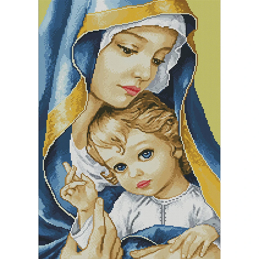 5D DIY Diamond Maľby Plné Námestie Kolo Vŕtať Náboženské Madonna & baby Výšivky Cross Stitch 5D ikonu darček Domova mozaika