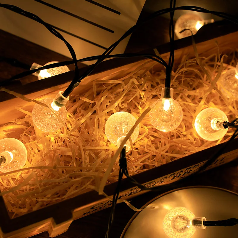 5M 7M 10 M Solárna Lampa Crystal Ball LED Reťazec Svetlá Flash Nepremokavé Rozprávky Pre Vonkajšie Záhradné Svadobné, Vianočné Dekorácie