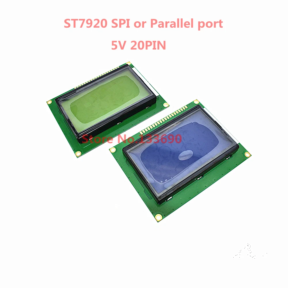 5V 128X64 12864 BODKY LCD modul Žltá/modrá obrazovka st7920 ovládač SPI Sériový alebo Paralelný port Priemyselná Elektronika