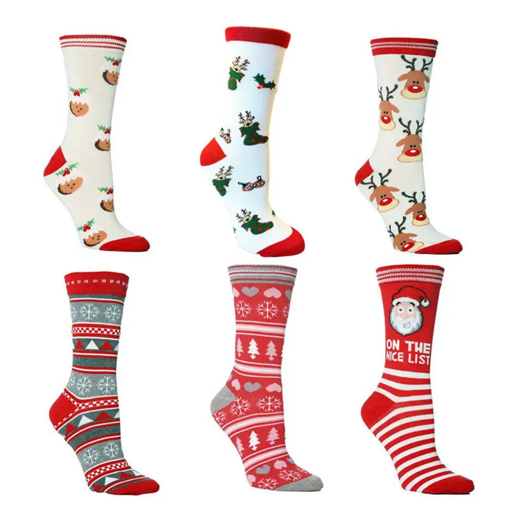 6 Párov Vianočné Ponožky V Tube Športové Unisex Ponožky Pre Dospelých Kompresné Ponožky, Kompresné Ponožky Vianočný Stromček Prívesok