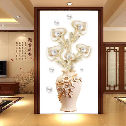 60*130 cm 3d Váza Pvc Tapety na Stenu-Nálepky Kvet, Obývacia Izba, Spálňa Stenu Lepidlo Plagát nástenná maľba