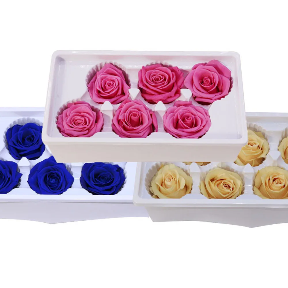 6Heads/Box 5-6typ Ruže, Kvety Konzervované Kvety Umelé Kvetiny Pre Svadobné Steny Domova Pre Valentine Vianočné Festival