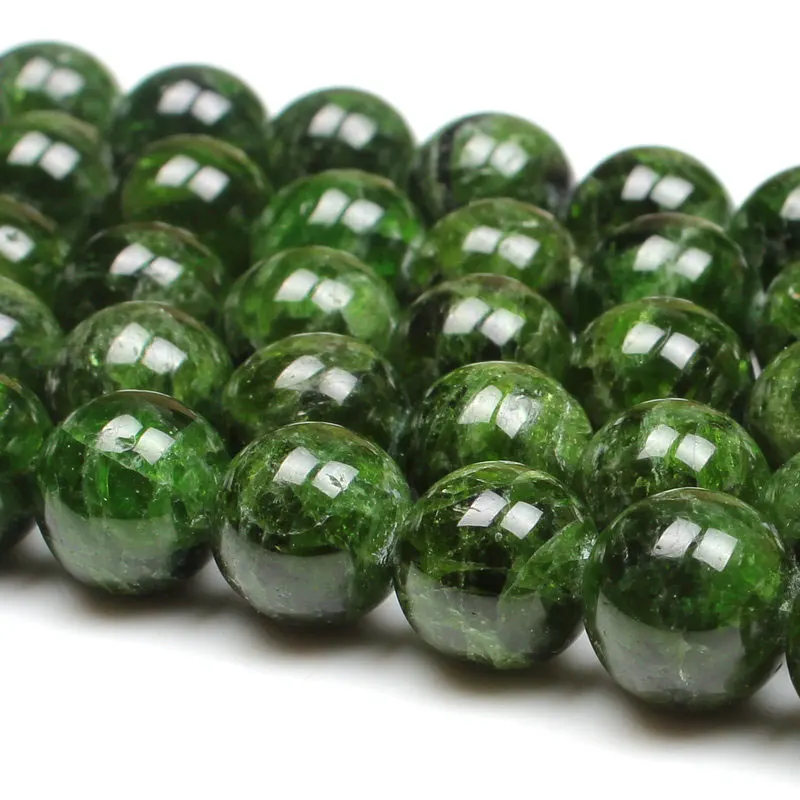 7-14 mm Prírodné Zelené Diopside Kameň Korálky Kolo DIY Voľné Korálky Pre Šperky, Takže guľôčky Príslušenstvo 15
