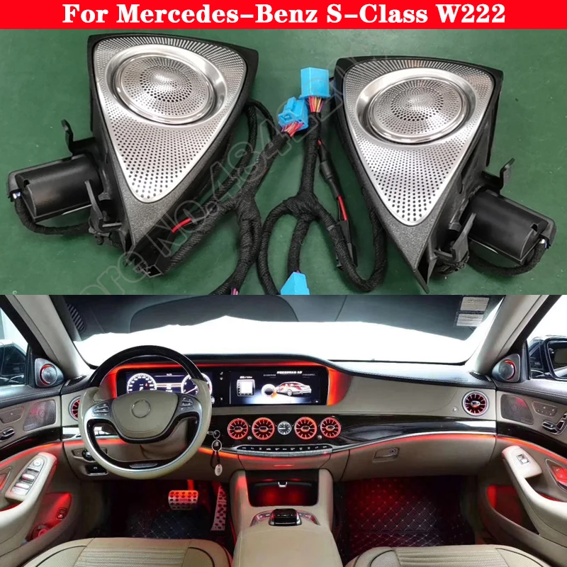 7/64 Farby Auta ý v ýškov ý Reproduktor Okolia dekoratívne Svetlo Na Mercedes Benz W222 S-Class Vľavo, Vpravo Dvere Strane Výšok Reproduktor s LED lampou