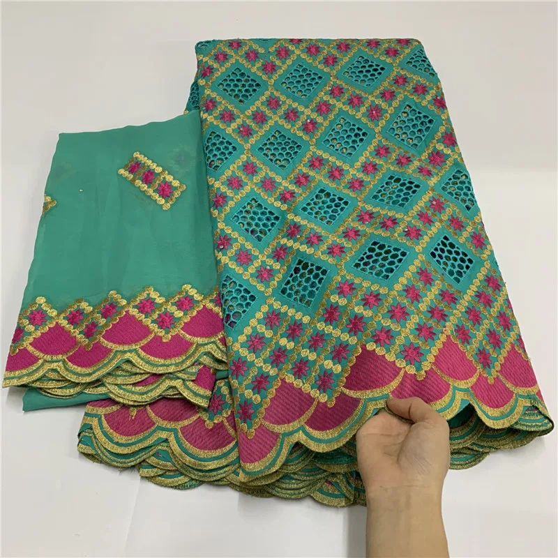 7 Dvore S Šatku Švajčiarskej Čipky Textílie Ťažké Vyšívanie Korálkami Afriky Bavlnené Tkaniny Swiss Voile Čipky Populárne Dubaj Štýl 7L2