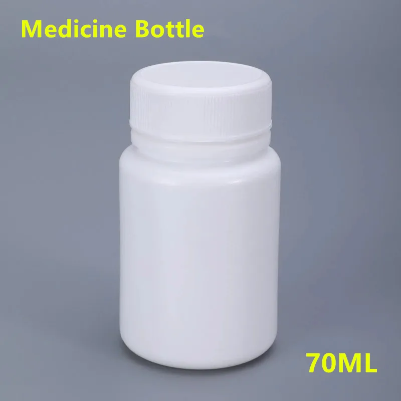 70 ML Prázdne potravinársky fľaše na lekárske tablety tablet vitamín kapsule fľaša Kolo kontajner s Vekom 50PCS/veľa