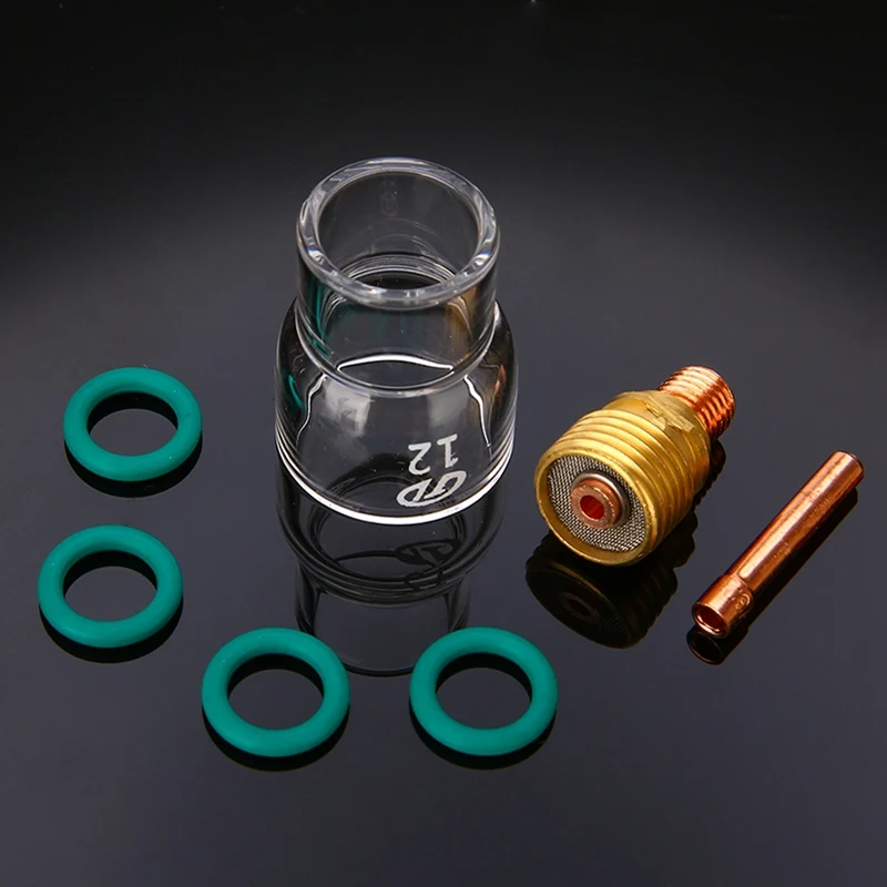 7Pcs/Set #12 Pyrex Glass Pohár Súpravy Stubby Collets Telo Plyn Objektív Tig Zvárací Horák Pre Wp-9/ 20/ 25 Zváracie Príslušenstvo