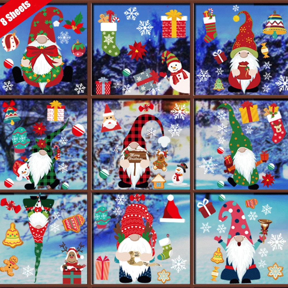 8 Účtovná/Set Vianočných Okno Obopína Vianočné Anonymný Elf Okno, Dvere, Obtlačky Dekorácie, Domáce Stranu Nový Rok Nálepky Ornament
