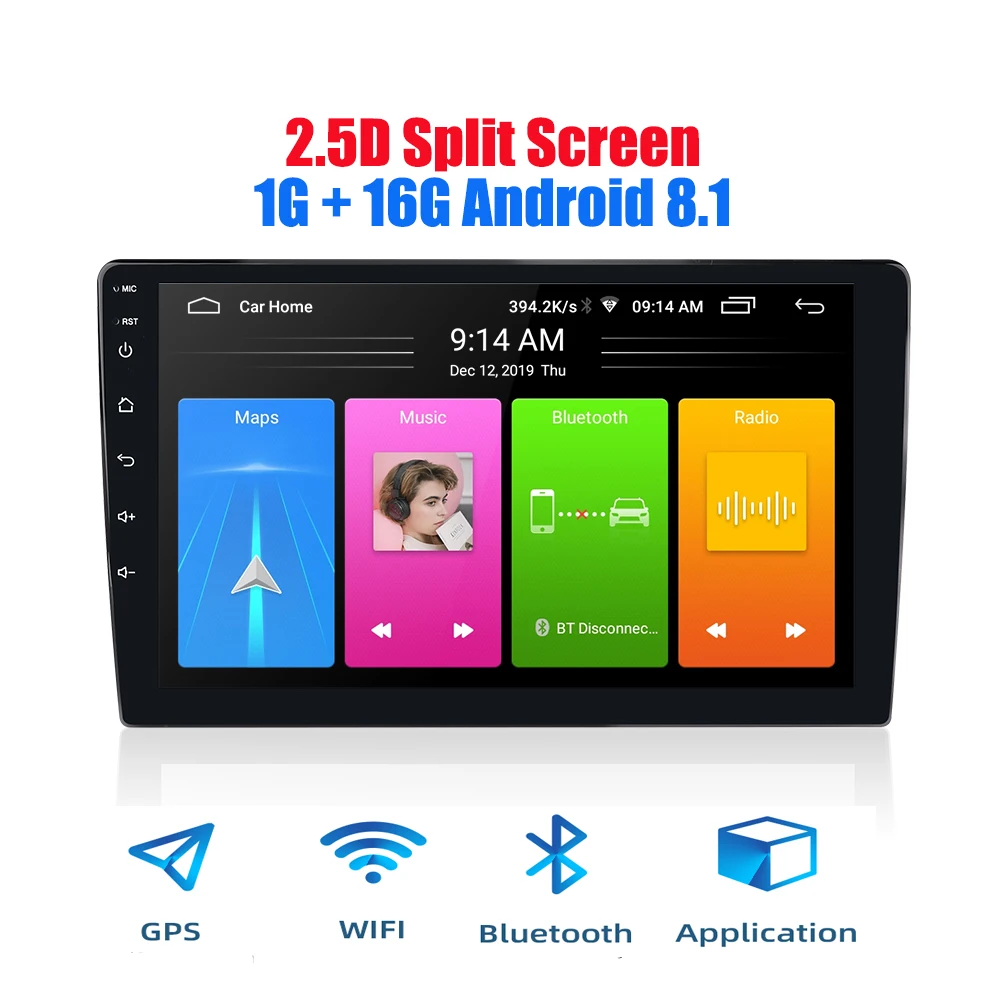 9/10 palcový Android 8.1 univerzálny Auto Hráč 2 din 1G RAM+16 G ROM android autorádia GPS, WIFI, Bluetooth MP5 Zadné VAČKY