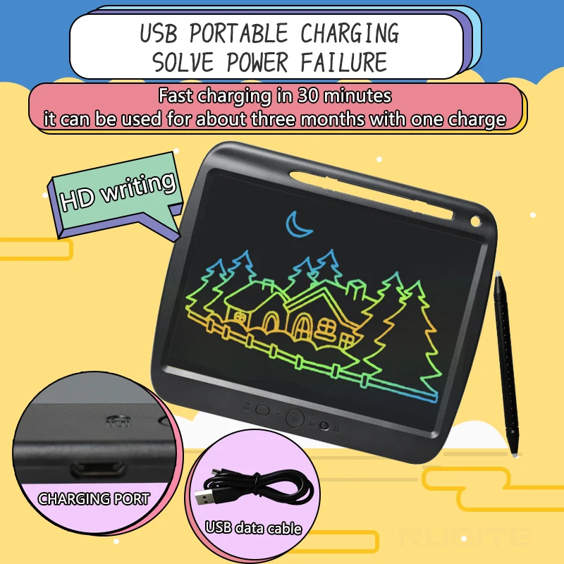 9-Palcový LCD USB Písanie Tablet Nabíjateľná Elektronické Rukou, Maľovanie Graffiti Doska S Lock detský Prázdninový Darček