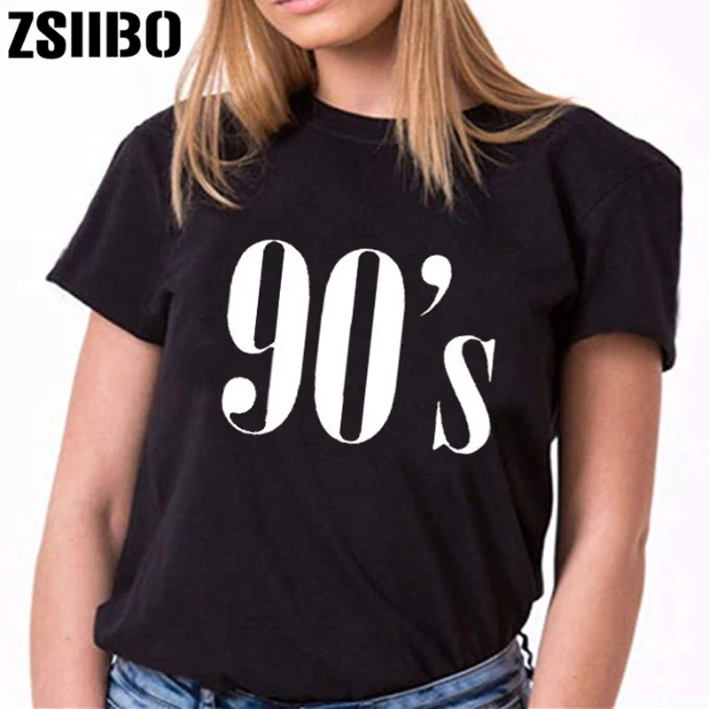 90 Listov Ženy tričko Bežné Vtipné tričká Pre Lady Top Tee Lumbálna Tumblr Čierna Biela Šedá Kvapka Loď