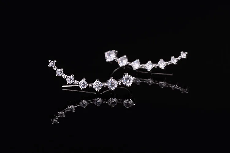 925 Sterling Silver Crystal Stud Náušnice Pre Ženy Strany Svadobné Party Šperky Pendientes Mujer Moda eh1339