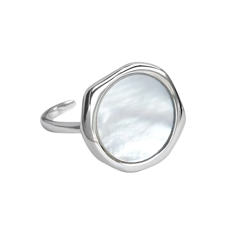 925 Sterling Silver Kolo Geometrické Nepravidelný Krúžok Jednoduché DOPLNKY s Jedinečným Dizajnom Cool Shell Otvorenie Šperky Кольцо Žena JZ536