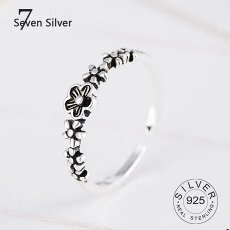 925 sterling silver krúžky pre ženy vintage čierna kvety jemné jelwery Viacvrstvových Thai Strieborné Šperky Strany Dary
