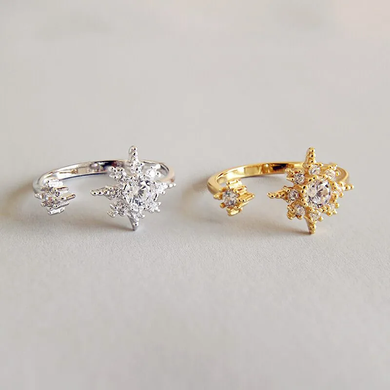 925 Sterling Silver Luxusné Crystal Slnečnice Prstene pre Ženy, Šperky, Módne Otvorte Nastaviteľné Prst Prsteň