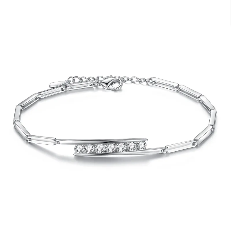 925 Sterling Silver Módne Lesklé Crystal Náramky pre Ženy Šperky Svadobný Dar Wholeslae Drop Shipping