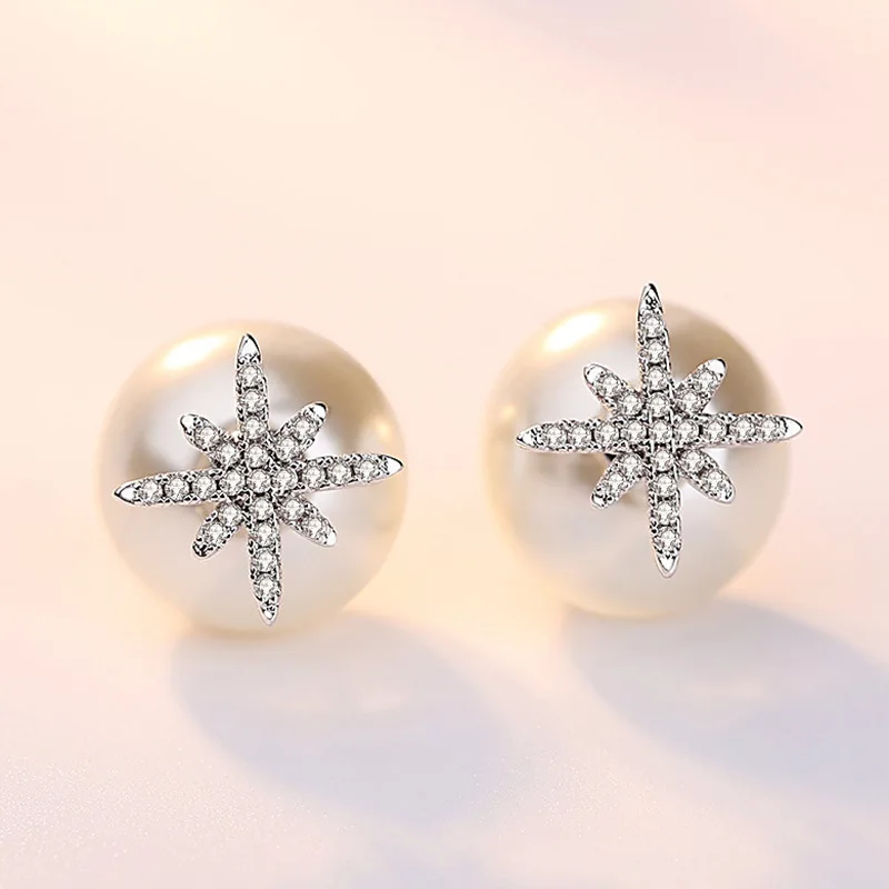 925 sterling silver módne pearl star dámy'stud náušnice šperky ženy Vianočný darček drop shipping lacné