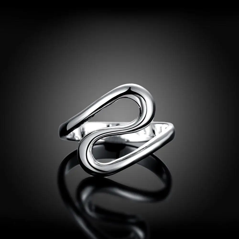 925 Sterling Silver Zásnubné Prstene pre Ženy Pár Trendy Nepravidelný Geometrické Ručne vyrábané Šperky Valentín Dary