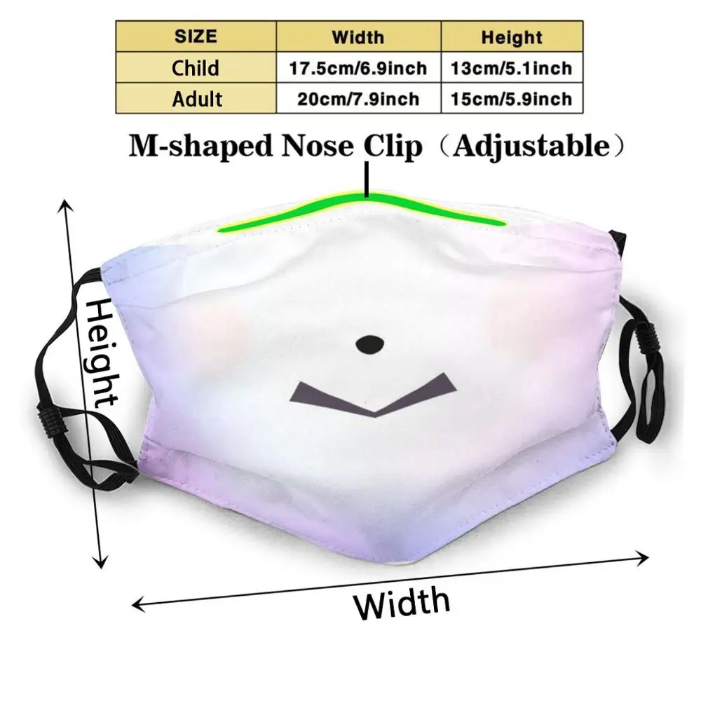 : > ; Tvár 3d Tlač Opakovane Úst Maska Umývateľný Filter Proti Prachu Masku na Tvár Roztomilý Maska Acnh
