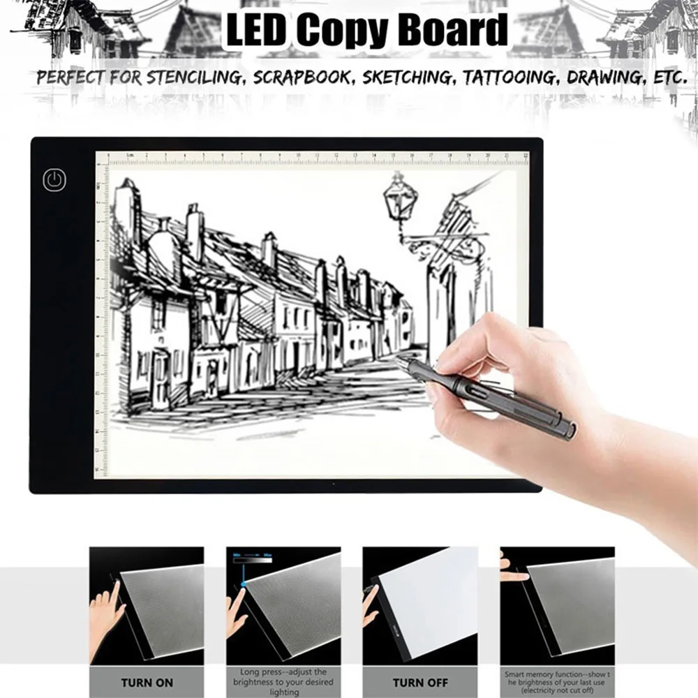 A3 A4 A5 Ručné Kreslenie Rada Umenie Kópiu Dosky Grafický Tablet S mierkou na Úrovni 3 Stmievanie LED Light Box Maľovanie Písací Stôl Hračky