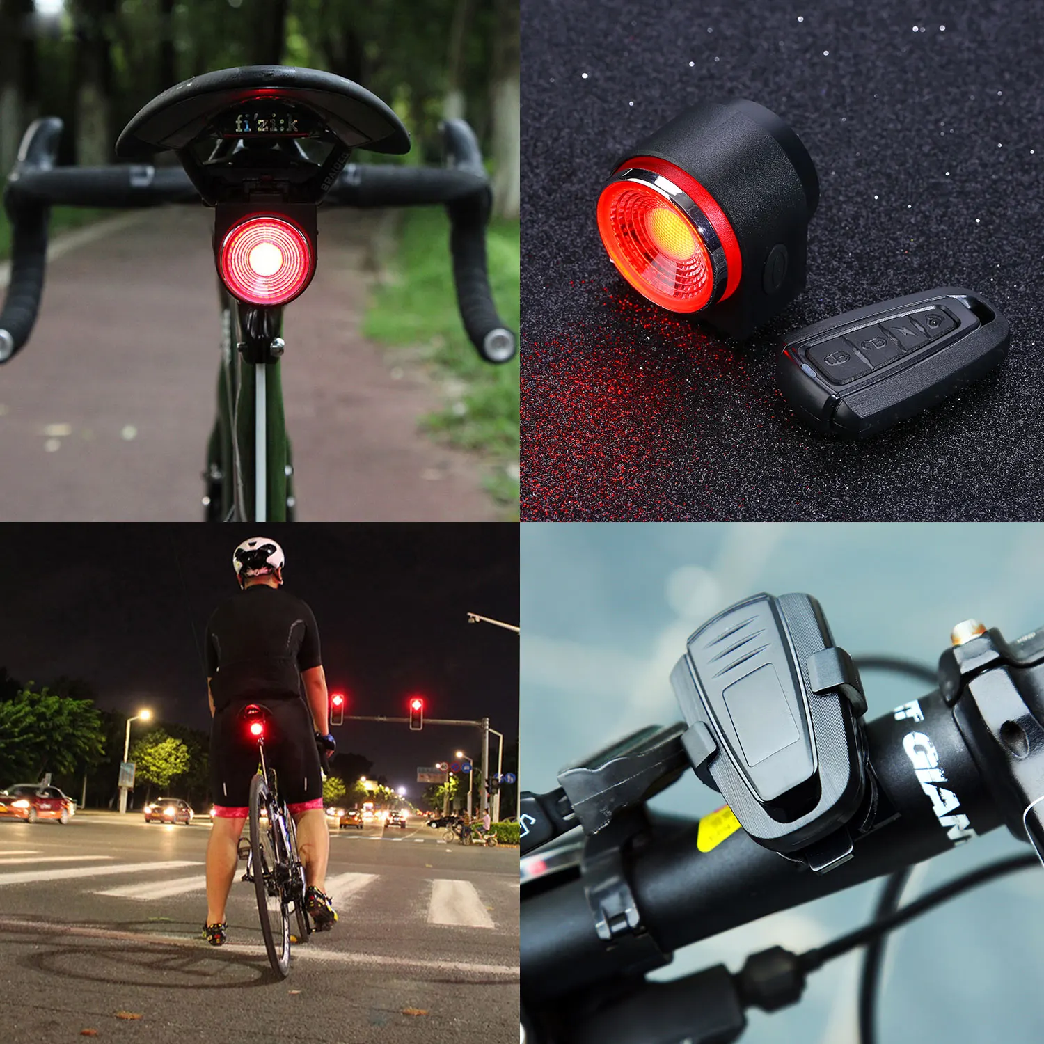 A8 Diaľkové Ovládanie Anti Thief Smart Bicyklov Svetla IPX5 Nepremokavé USB Nabíjateľné Cyklistické Bezpečnosti Bike LED Chvost Lampa s budíkom