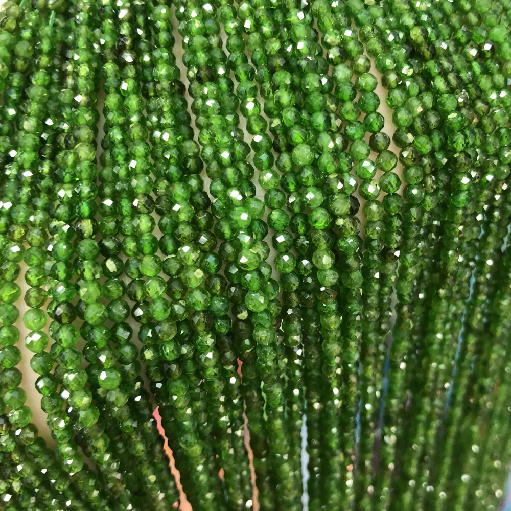 AAA Skutočné Prírodné Zelené Chrome Diopside Korálky Malé Tvárou Okrúhle Korálky pre Šperky, Takže DIY Náhrdelník Náramok 2,5 mm 3 mm