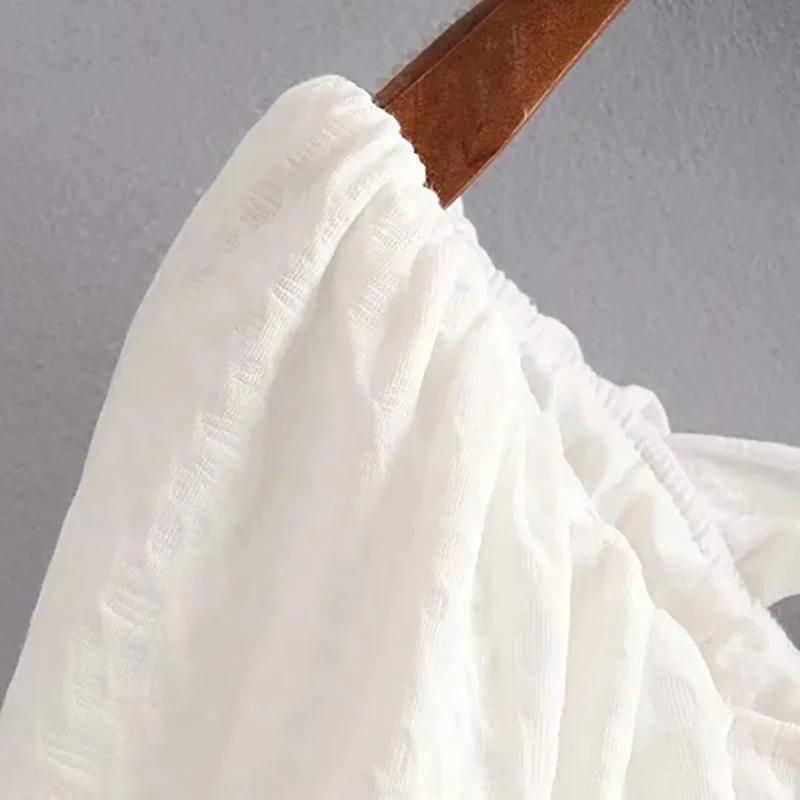 Aachoae Letné Biele Mini Šaty Žien Lístkového Krátky Rukáv Sladké Bavlnené Šaty Späť Motýlik Duté Z Pevnej Bežné Šaty Vestidos