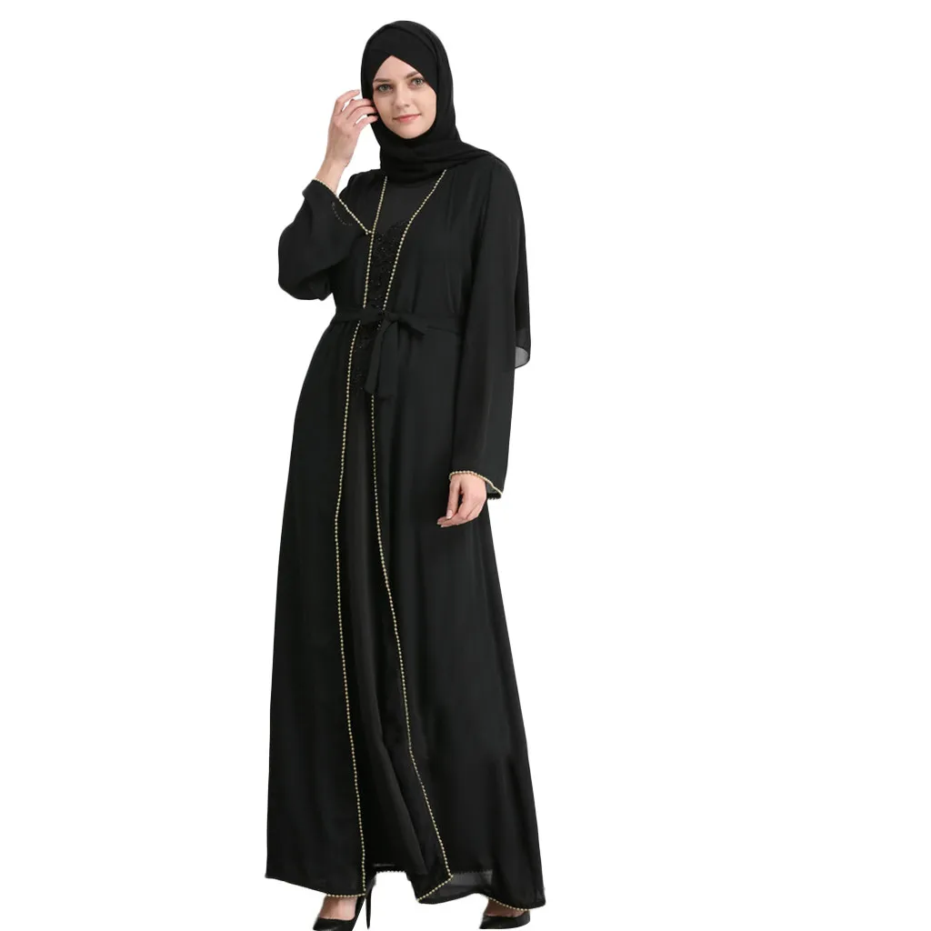 Abaya Kimono Moslimských Letné Hot Rrilling Lištovanie Módne Islamskej Lištovanie, Vyšívané Voľné Šaty