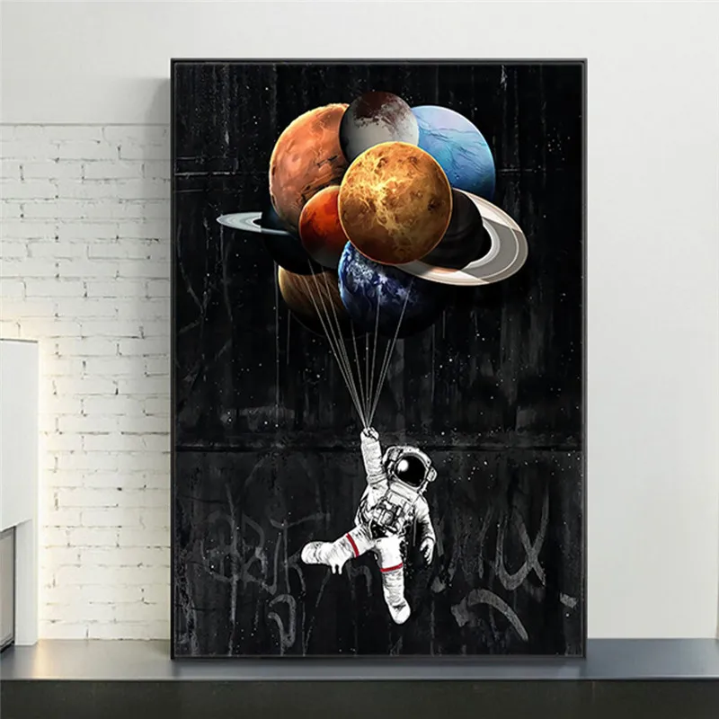 Abstrakt Cartoon Astronaut Plátne Obrazy Plagáty a Tlačí na Steny Umenie Fotografie Cuadros pre Obývacia Izba Domova