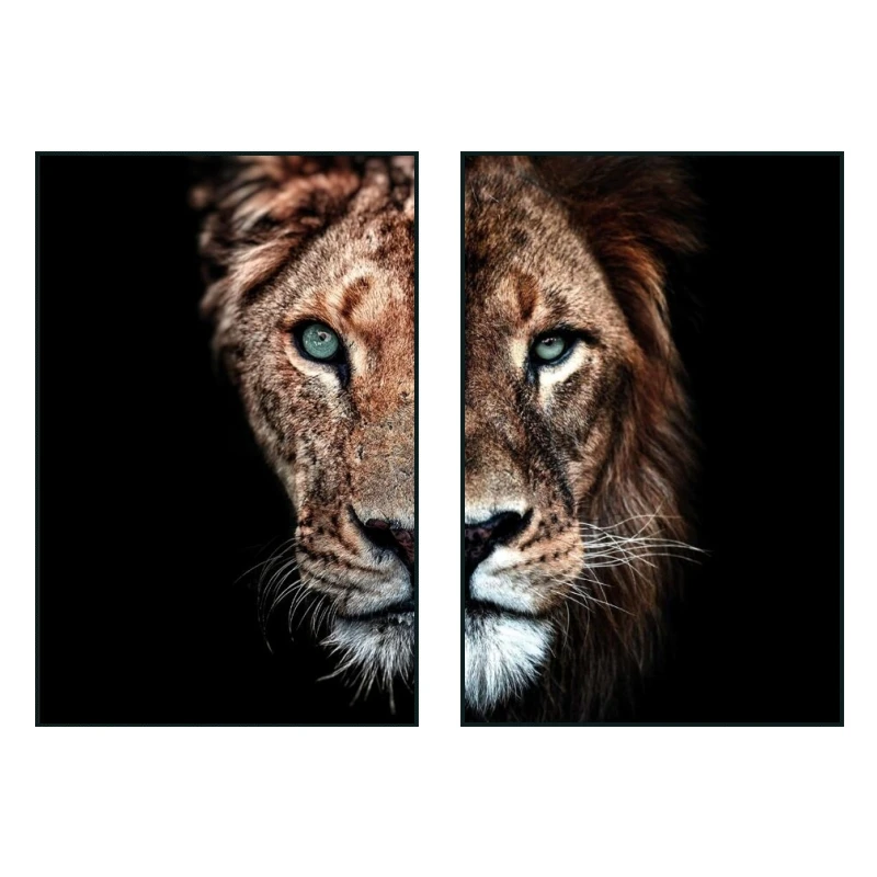 Africká Divoká Lev a Levica Rodiny Plátno Umenie Plagáty a Vytlačí Zvieratá Lions Maľovanie na Stenu Cuadro Obrázky Moderného Domova