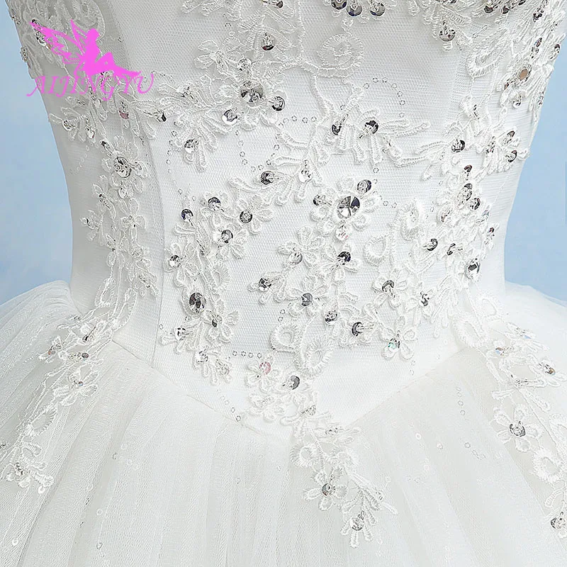 AIJINGYU 2021 šaty na Mieru new horúce predaj lacné plesové šaty, čipky späť formálne nevesta šaty svadobné šaty WK400