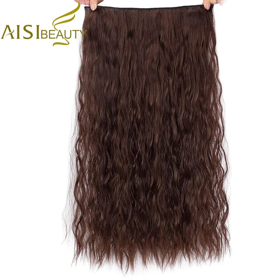 AISI KRÁSY Prírodné a Syntetické Vlasy Dlhé Klipy v predlžovanie Vlasov Vody Vlna Black Brown 22